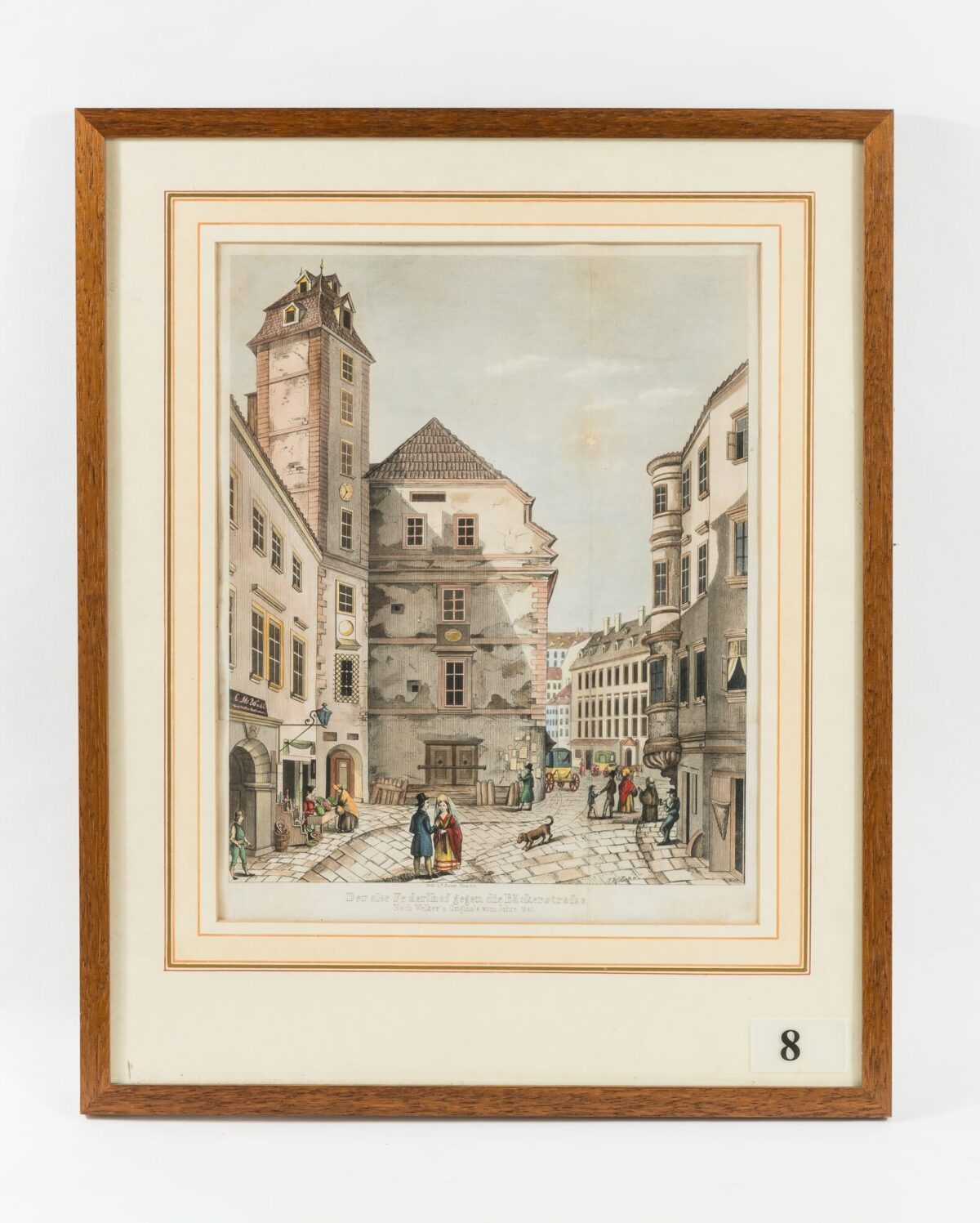 Der große Federlhof stand an der Ecke des Lugecks und der oberen Bäckerstraße. 1591 kam er an den Handelsmann Georg Federl. 1713/14 logierte hier Leibnitz, 1860 starb hier Carl Ritter v. Ghega, der Erbauer der Semmeringbahn. Stich, Foto: Klaus Pichler/Bezirksmuseum Innere Stadt