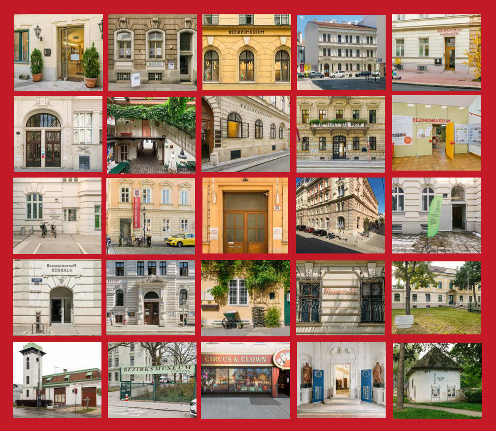 Collage Eingänge Wiener Bezirks-und Sondermuseen, Foto: Klaus Pichler
