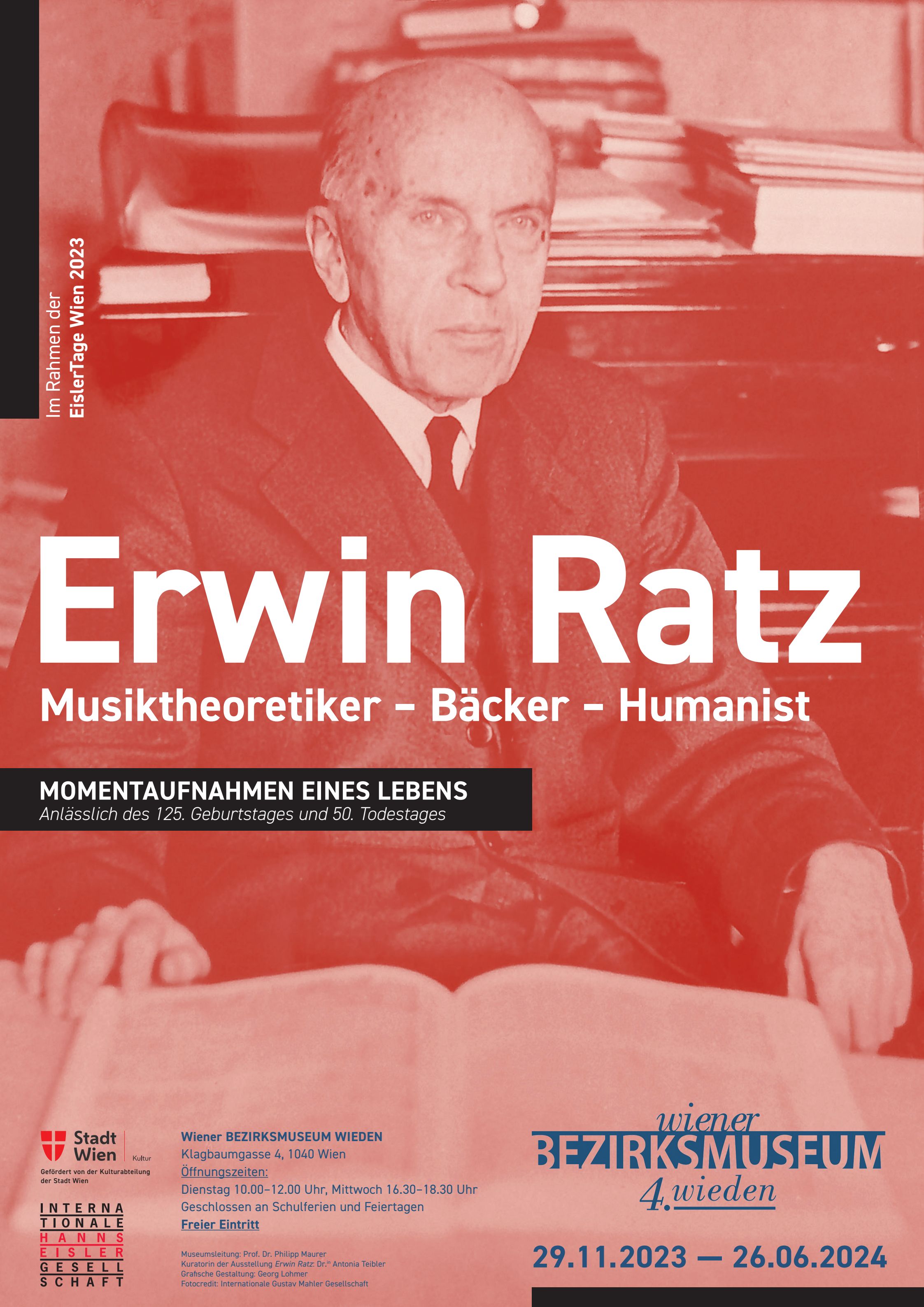Ausstellung: Erwin Ratz, Musiktheoretiker-Bäcker-Humanist, Bezirksmuseum Wieden, 2023/4