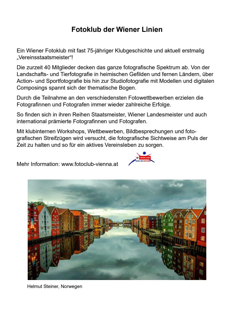Einladung Vernissage Fotoklub Wiener Linien, Bezirksmuseum Simmering, Seite 2