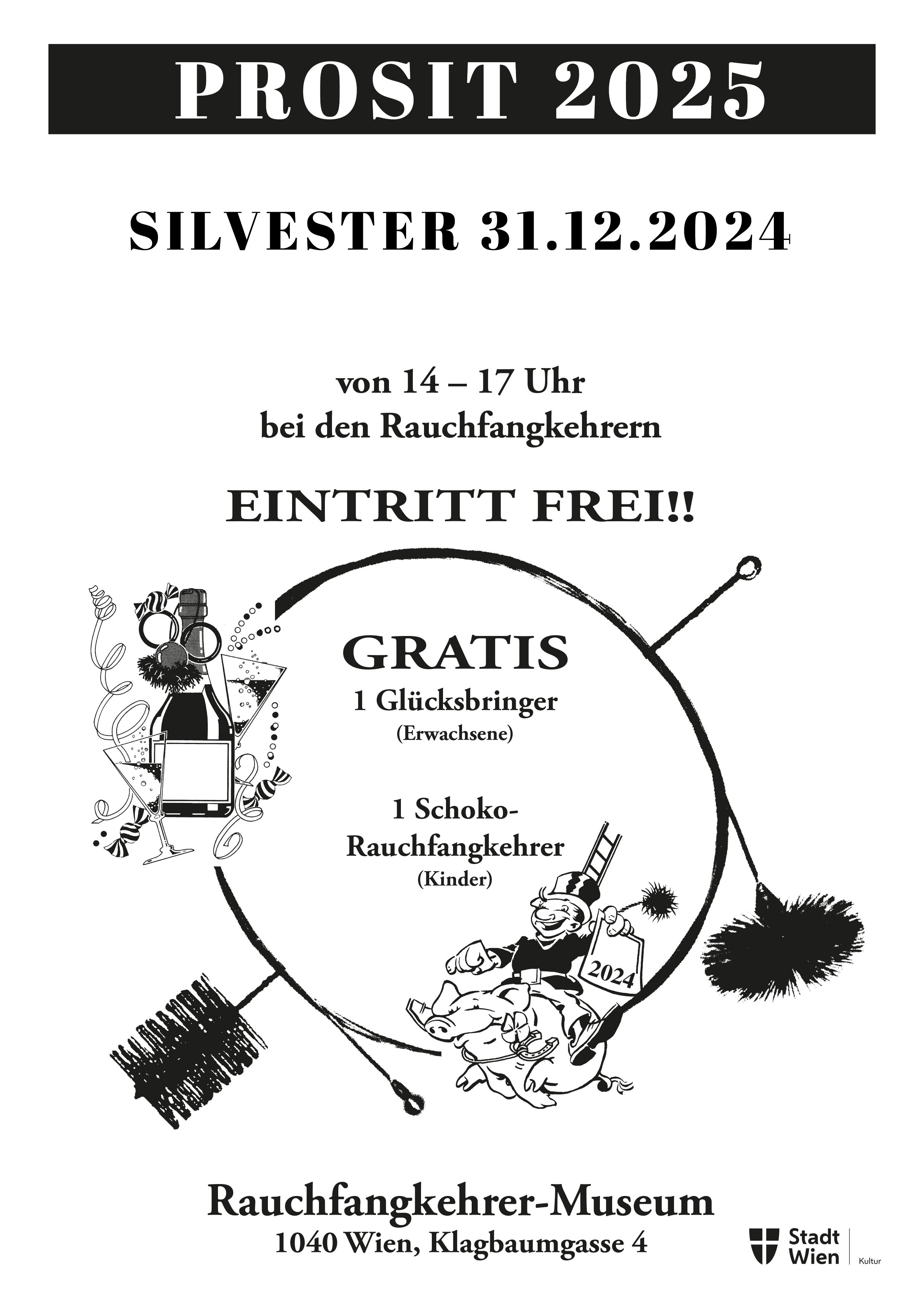 Veanstaltung: Prosit Neujahr, 2024. Rauchfangkehrermuseum