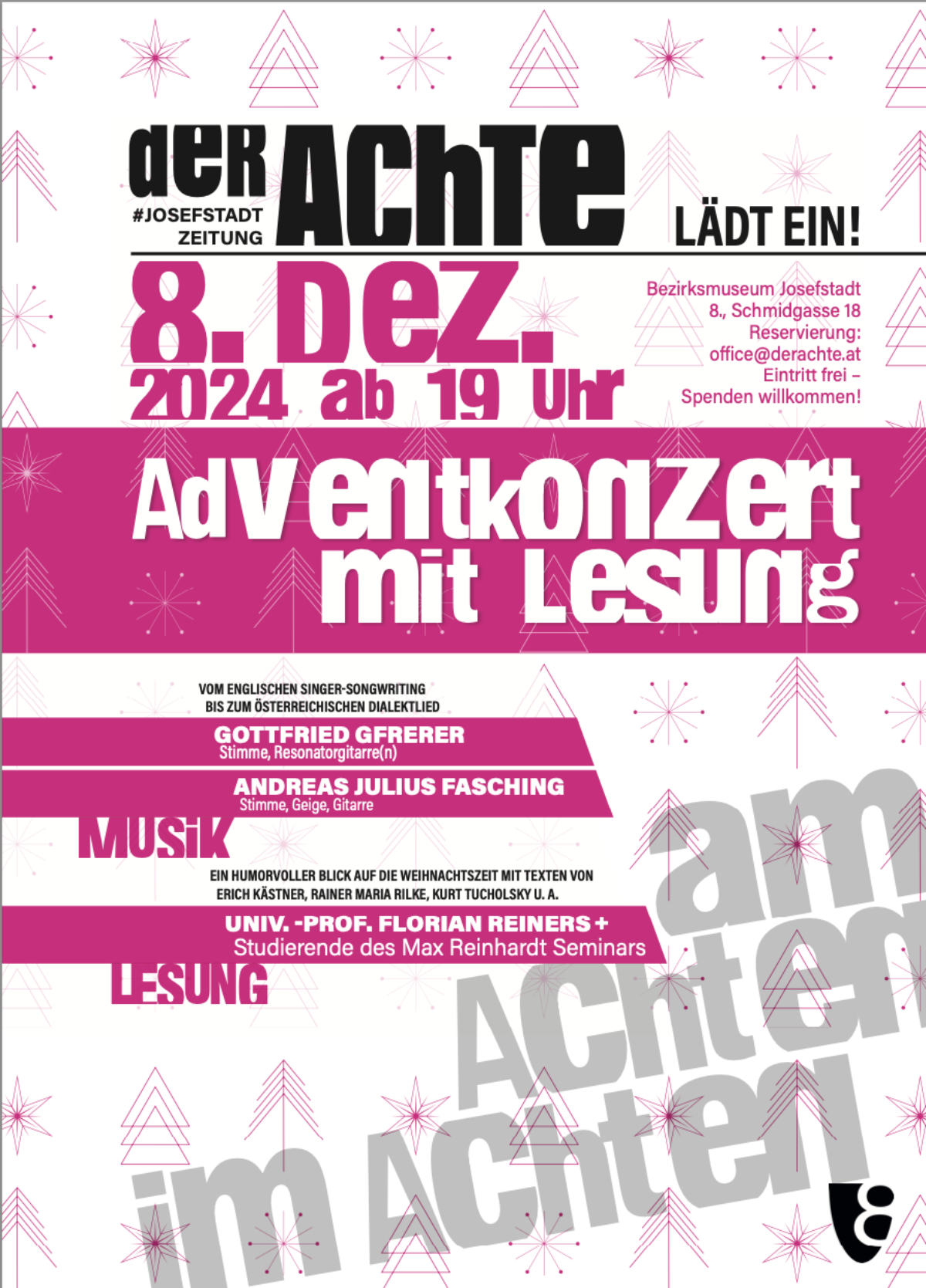 Veranstaltung, Adventkonzert mit Lesung, Der Achte, Bezirksmuseum Josefstadt, 2024