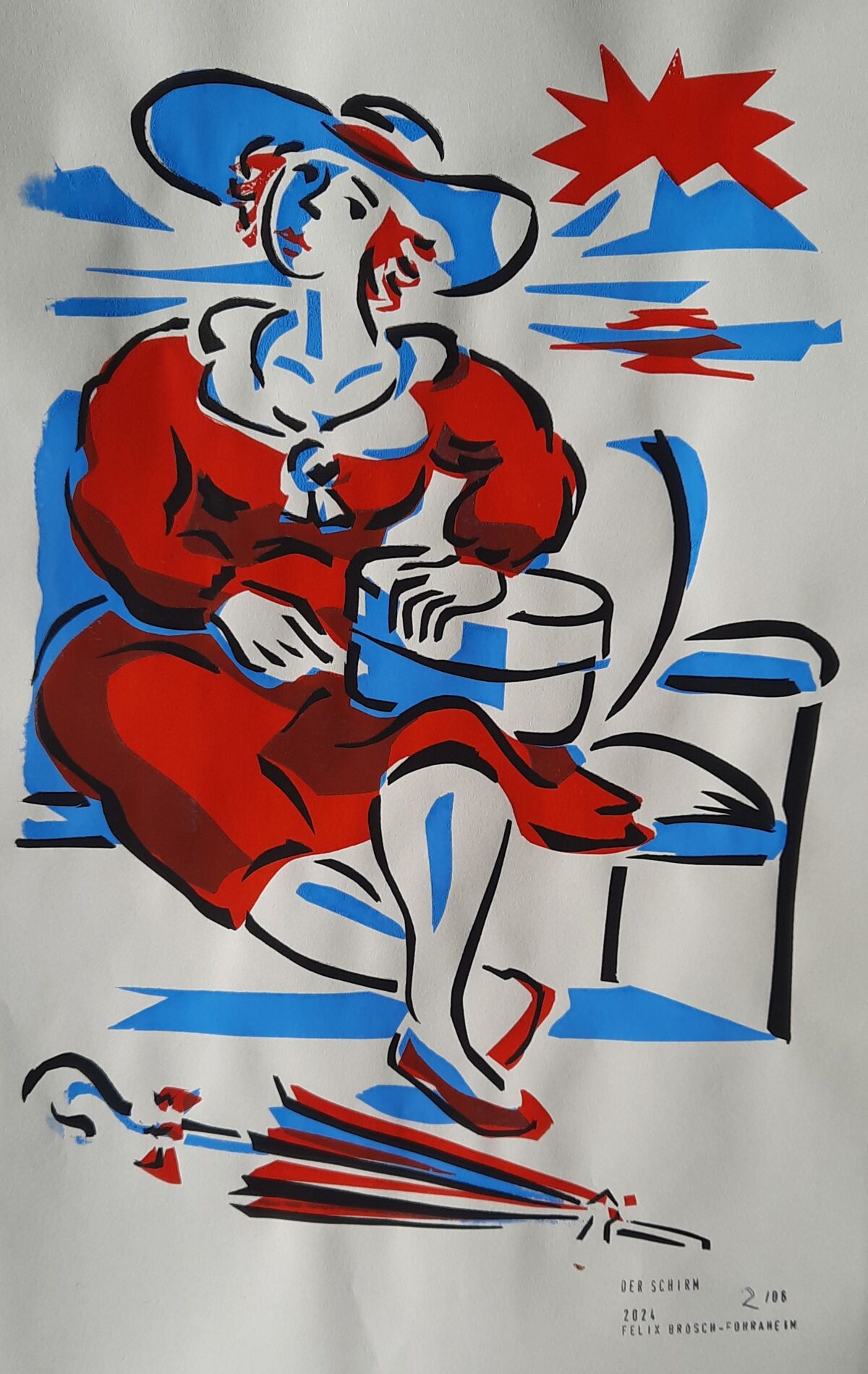 Ausstellung: Felix Brosch-Fohraheim, Der Schirm, Siebdruck, 2024, Bezirksmuseum Meidling, 2025