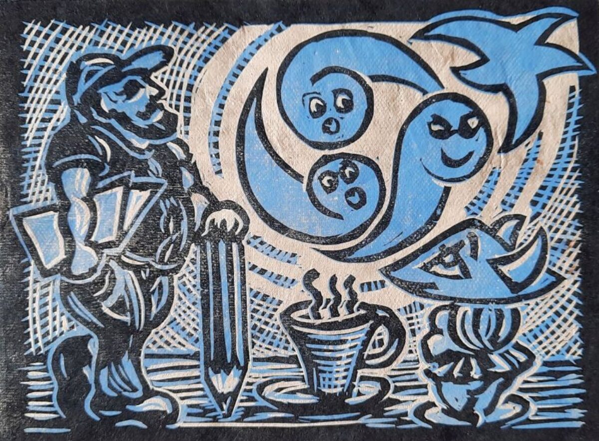 Ausstellung: Felix Brosch-Fohraheim, Wohin des Weges, Linolschnitt, 2019, Bezirksmsueum Meidling, 2025