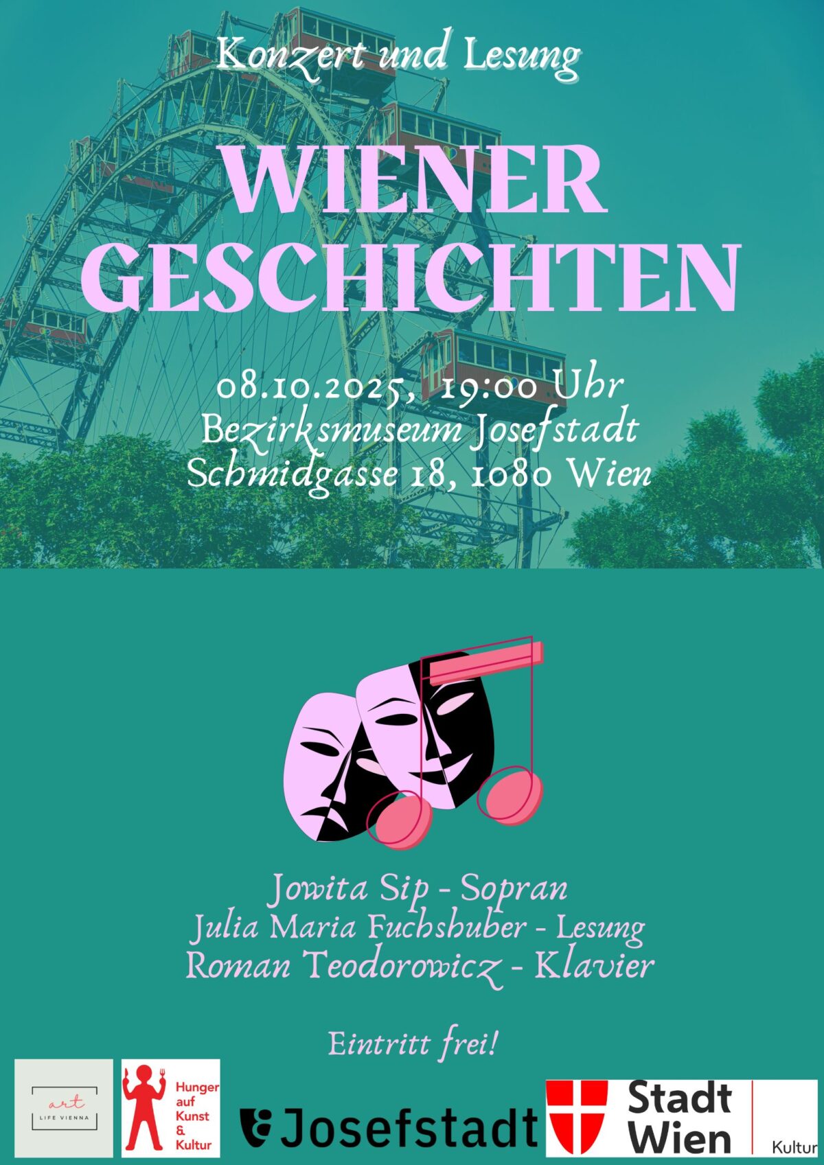Veranstaltung: Wiener Geschichten, Konzert und Lesung, Bezirksmuseum Josefstadt, 2025