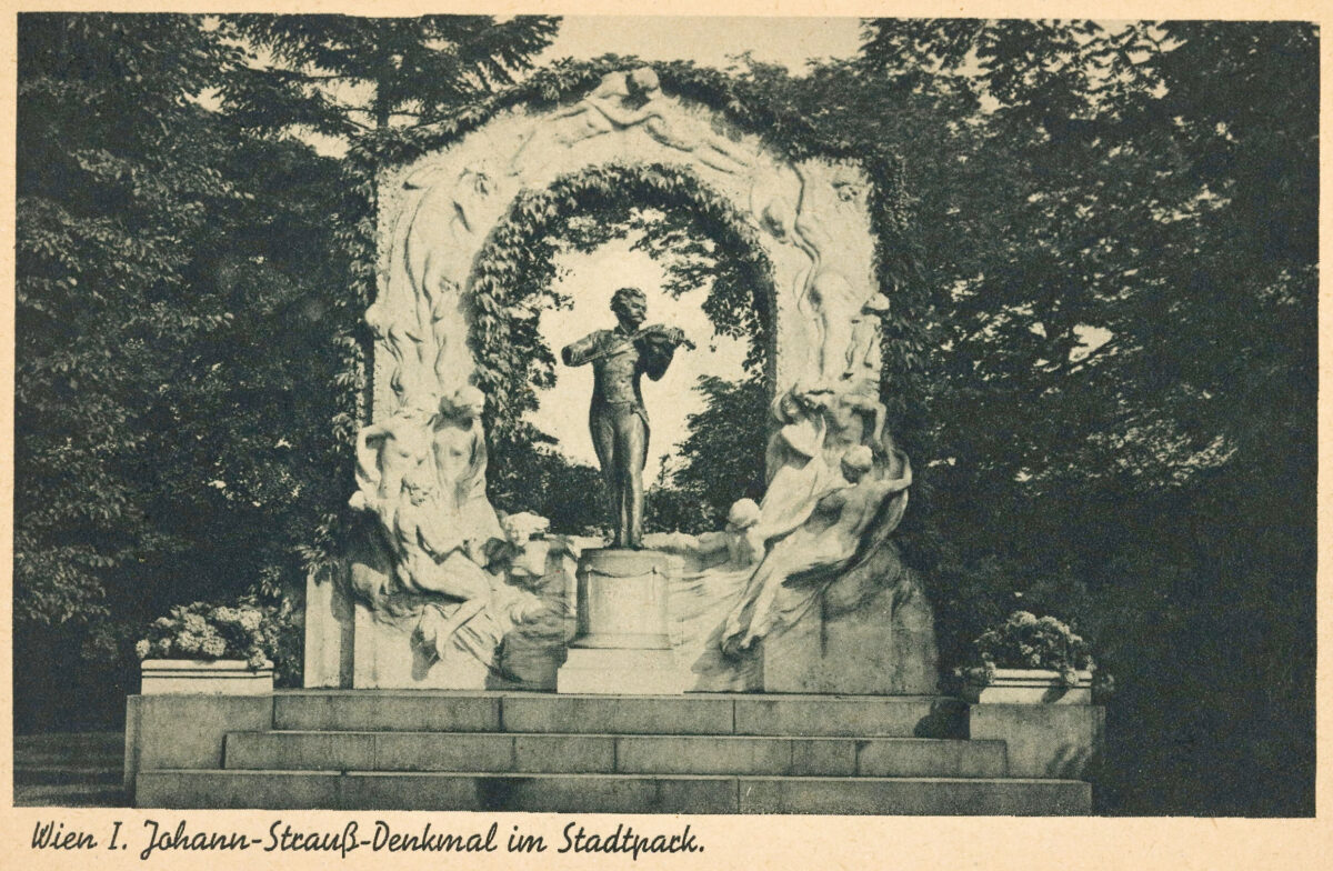 Johann-Strauss-Denkmal im Stadtpark. Ansichtskarte. Wien Museum