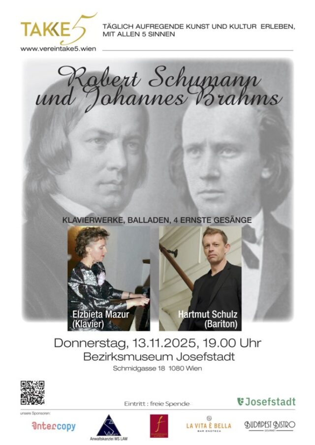Veranstaltung: Robert Schumann und Johannes Brahms, Bezirksmuseum Josefstadt, 2025