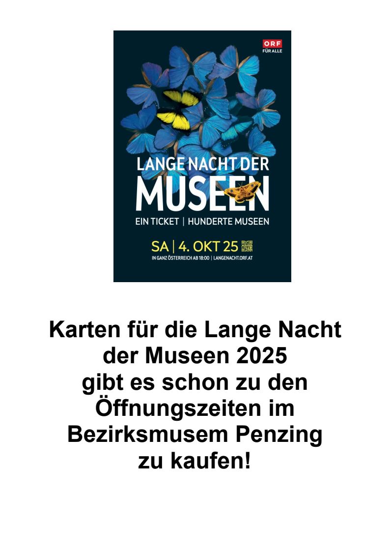 Veranstaltung: Lange Nacht, 2025, Bezirksmuseum Josefstadt