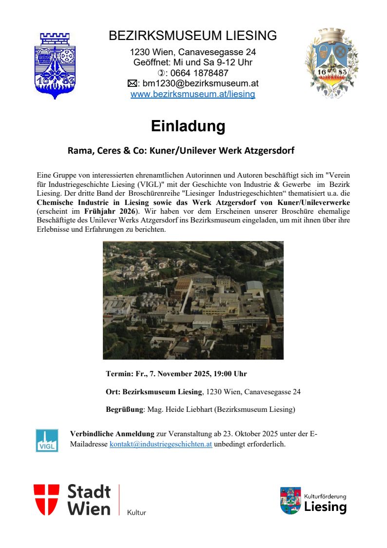 Veranstaltung: Unilever, Bezirksmuseum Liesing, 2025