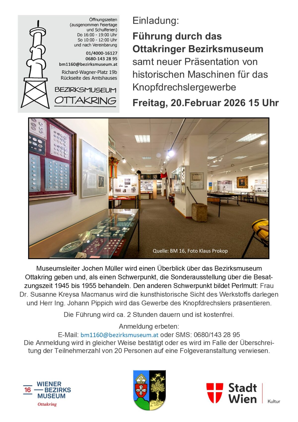 Veranstaltung: Führung Knopfdrechslergewerbe, Bezirksmuseum Ottakring, 2026