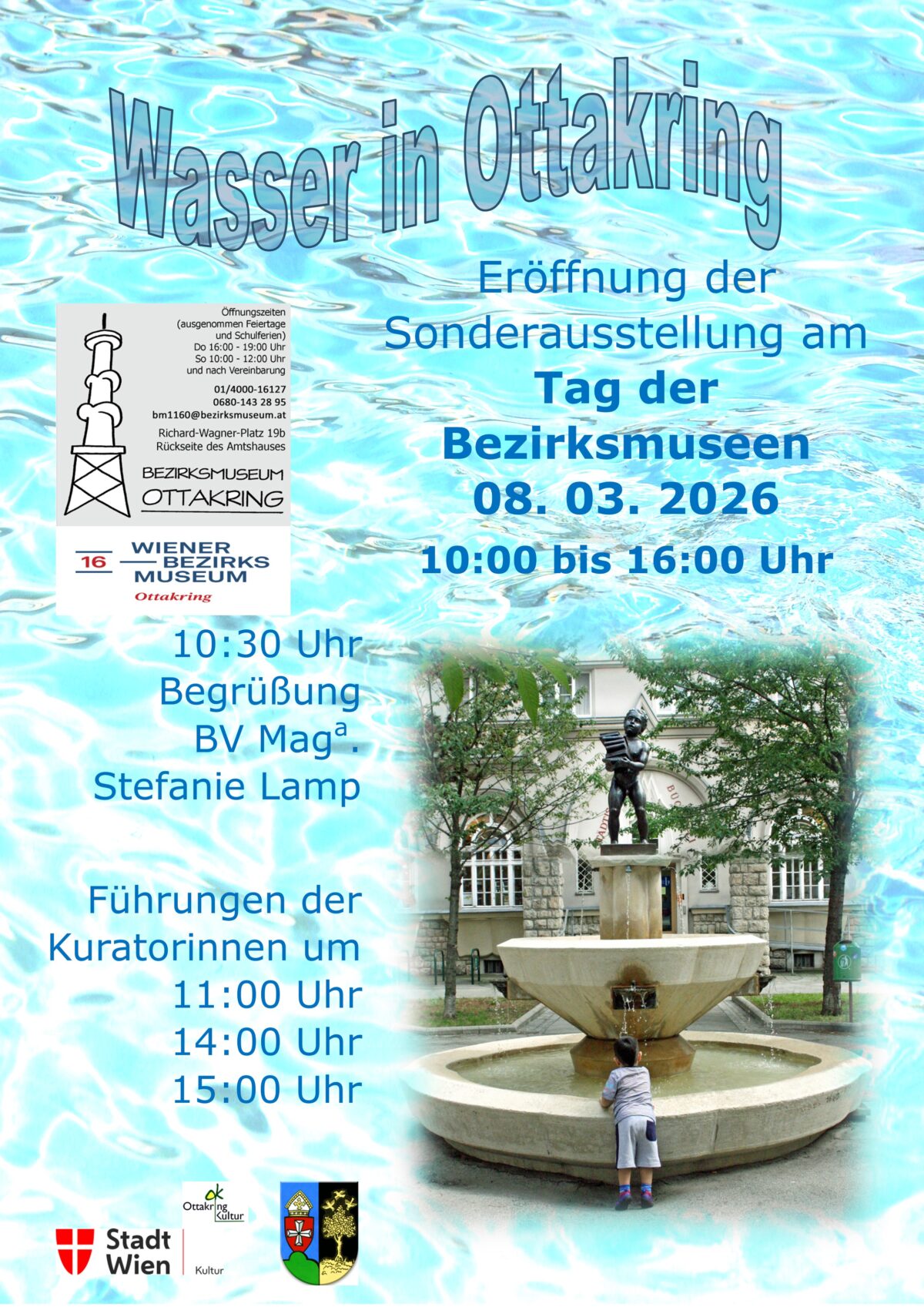 Tag der Wiener Bezirksmuseen 2026, Wasser, Ankündigung Ausstellung Wasser in Ottakring, Bezirksmuseum Ottakring
