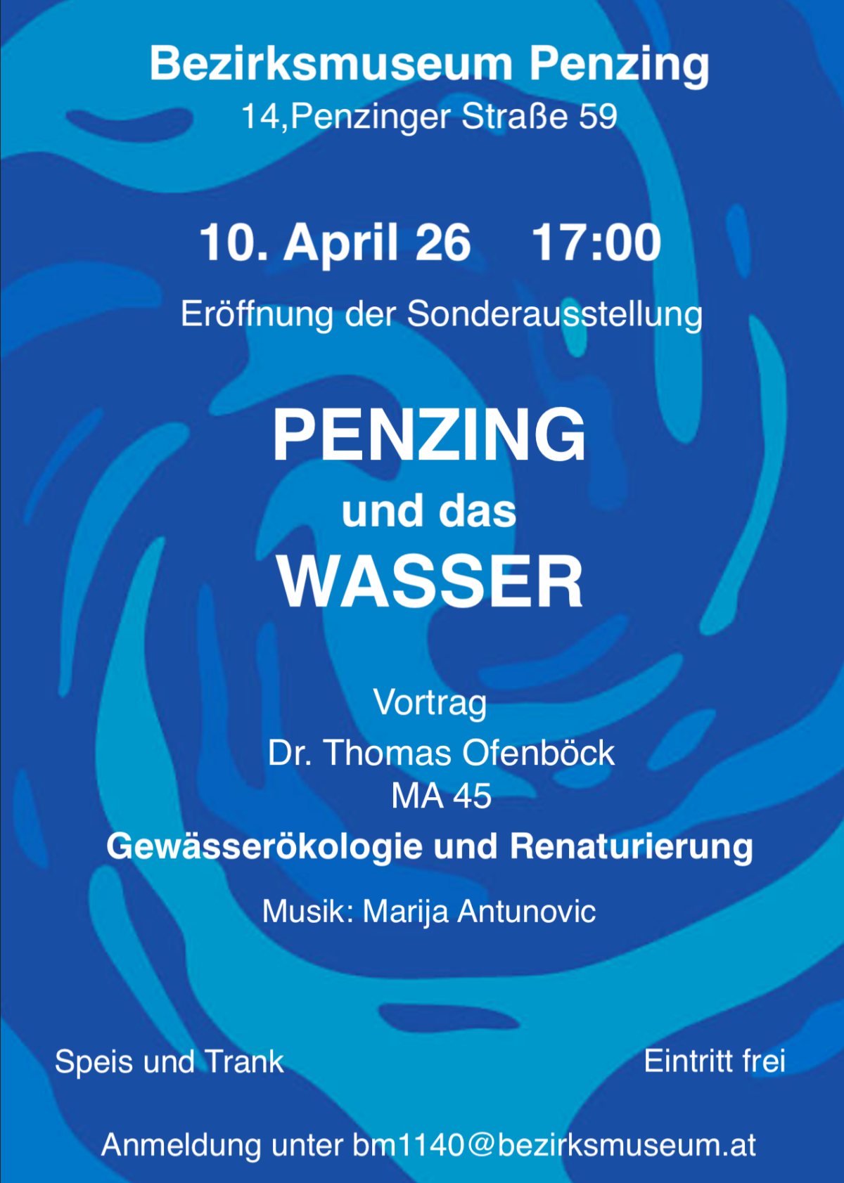Veranstaltung: Ausstellungseröffnung, Penzing und das Wasser, Bezirksmusuem Penzing, 2026