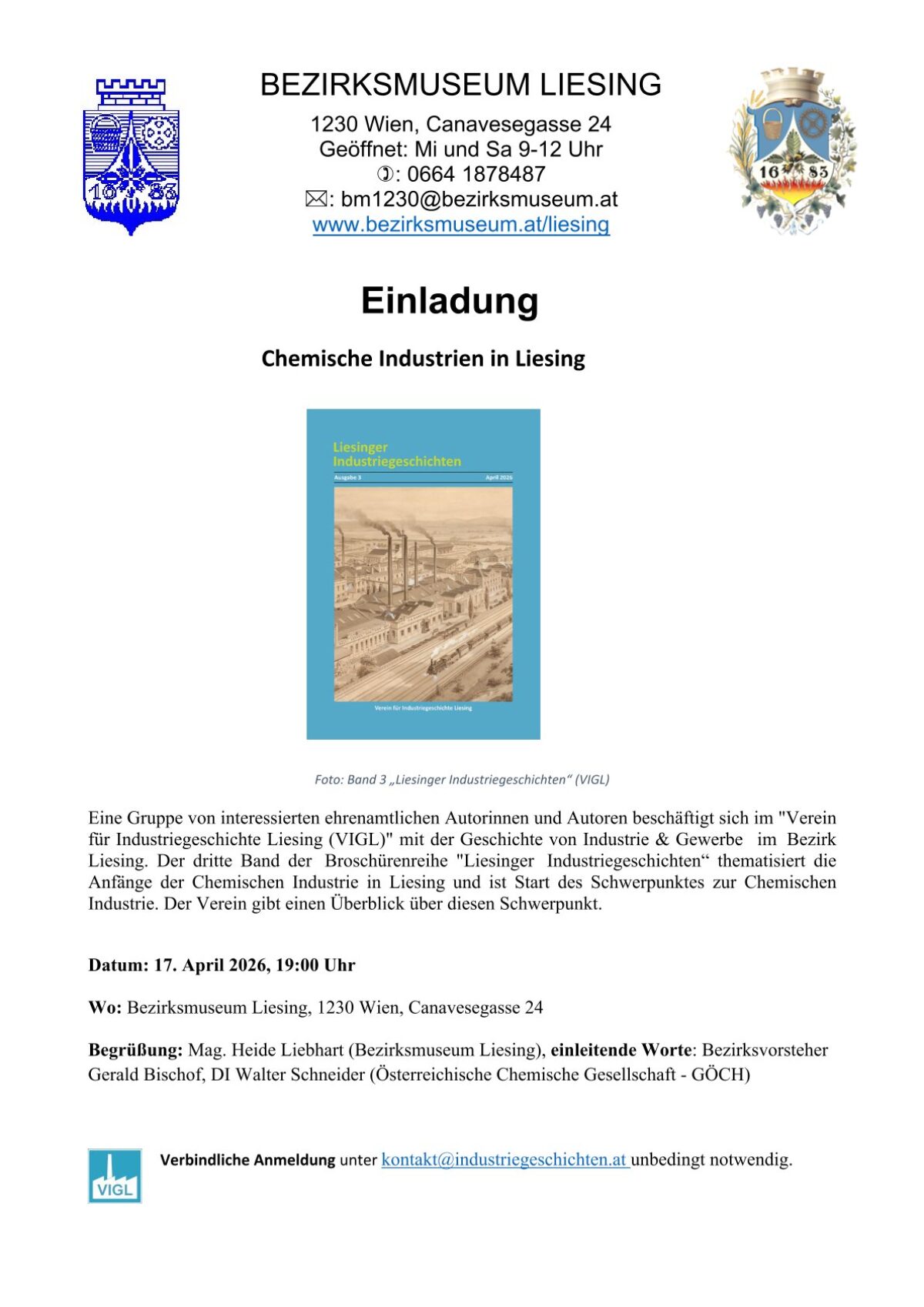 Veranstaltung: Präsentation Broschüre Chemische Industrie in Liesing, Bezirksmuseum Liesing, 2026