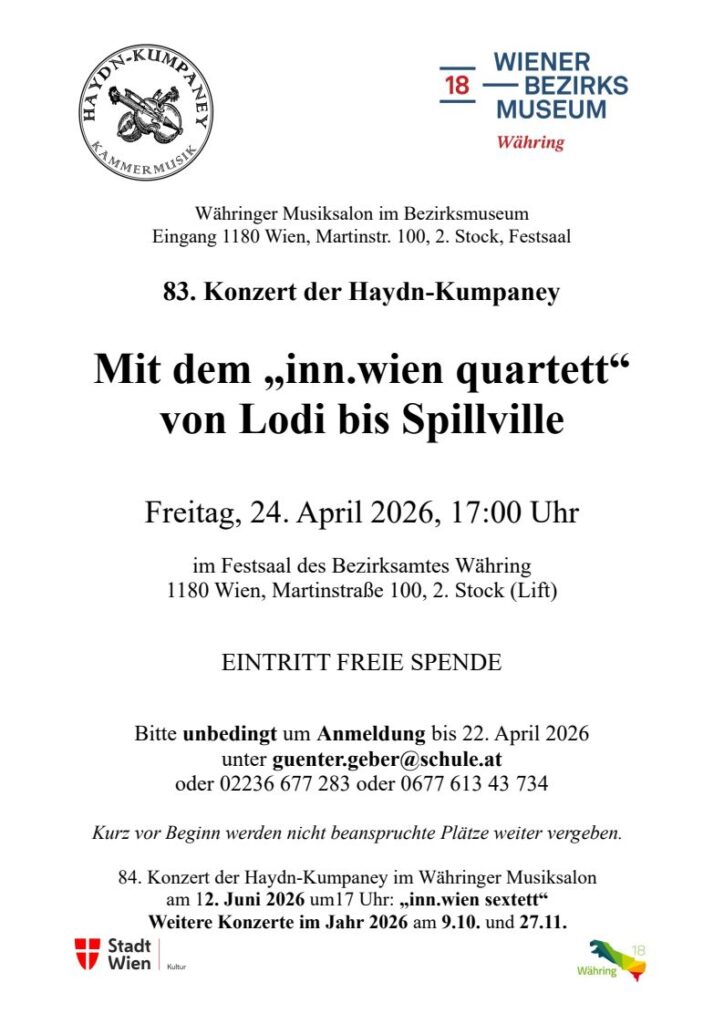 Veranstaltung: 83. Konhzert Hayn-Kumpaney, Bezirksmuseum Währing, 2026
