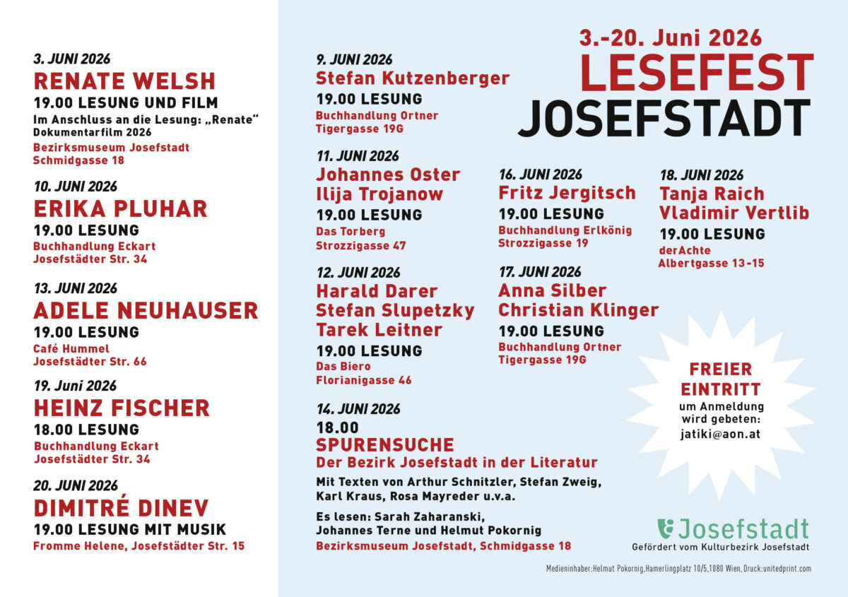 Veranstaltung: Lesefest 2026, Bezirksmuseum Josefstadt