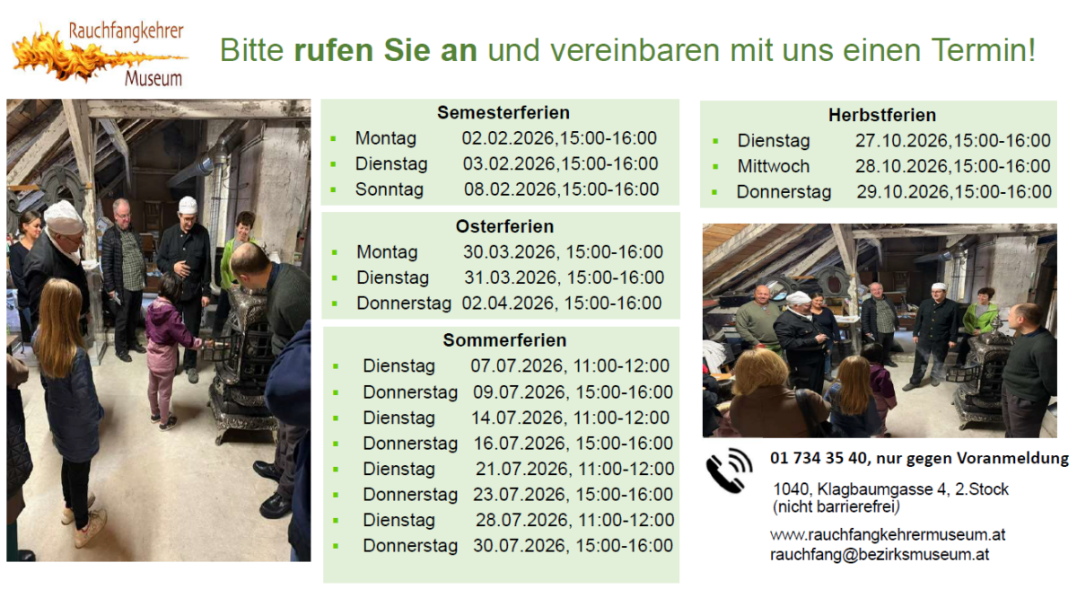 Veranstaltung Kinderwerkstatt inkl. Sommertermine, Rauchfangkehrermuseum, 2026
