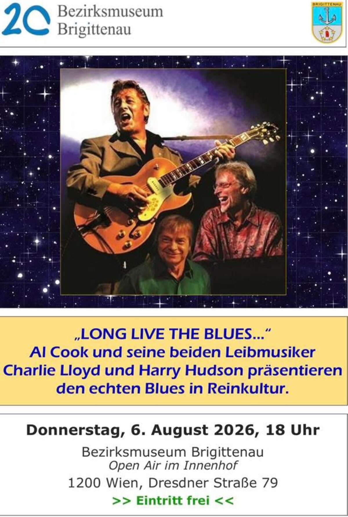 Veranstaltung: Konzert Al Cook, Blues in Reinkultur, Bezirksmuseum Brigittenau, 2026