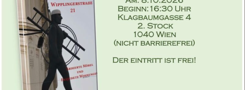 Veranstaltung: Lesung Arisierte Möbel und entjudete Wohnungen, Rauchfangkehrermuseum, 2026