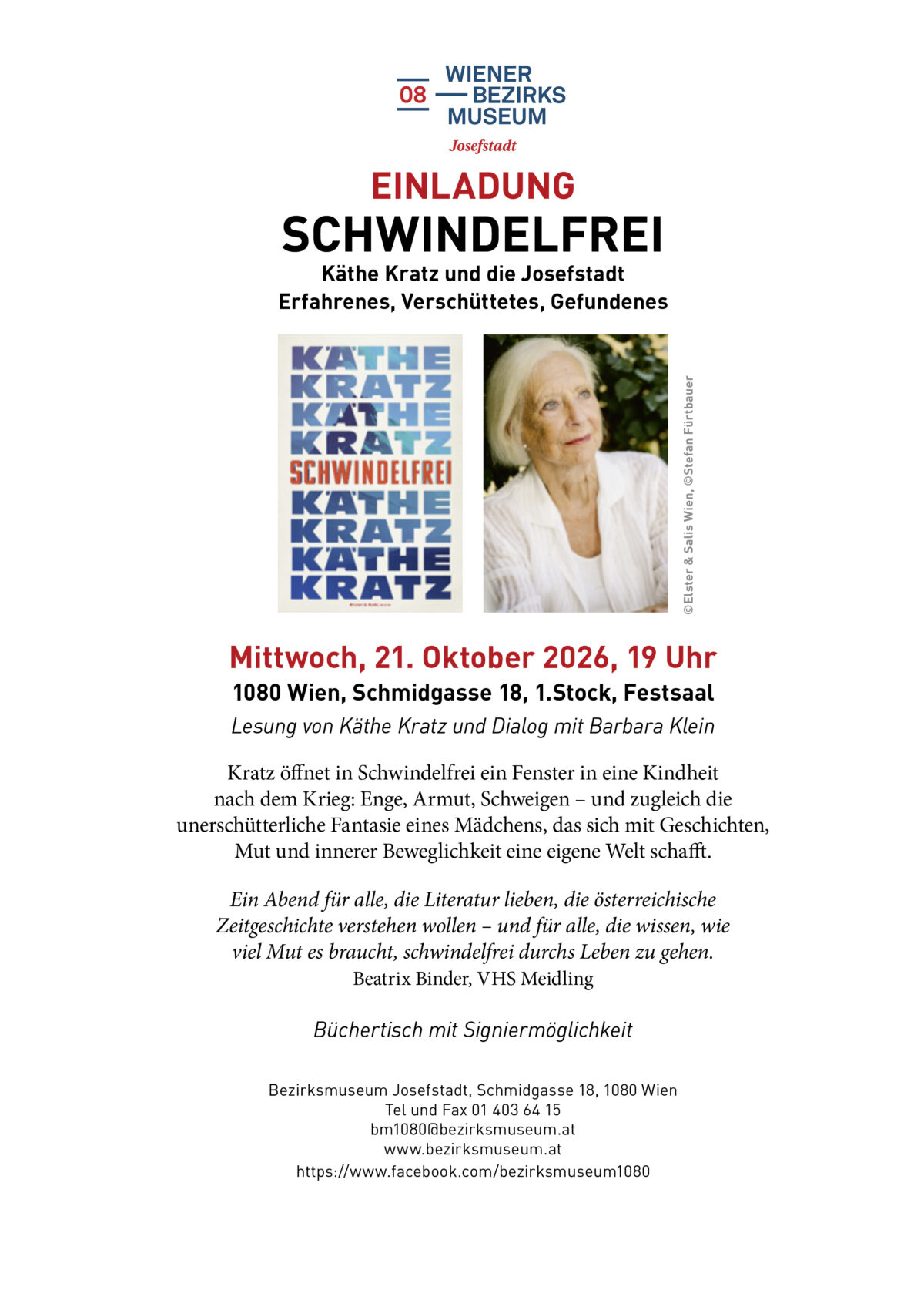 Veranstaltung: Käthe Kratz schwindelfrei, Bezirksmuseum Josefstadt, 2026
