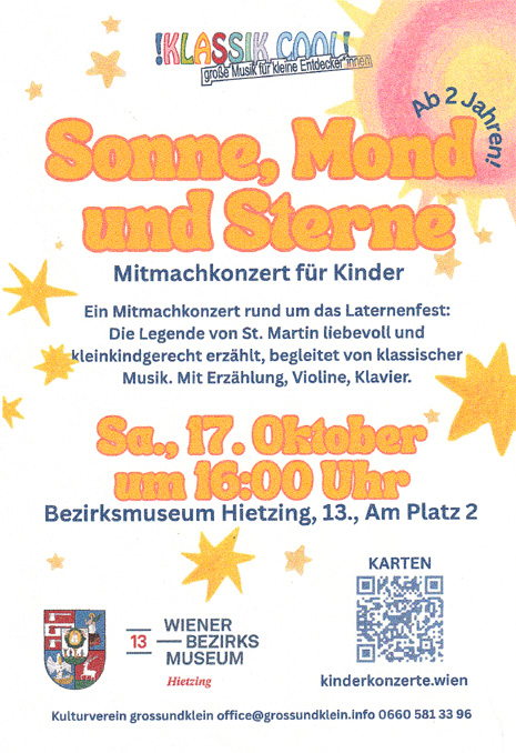 Veranstaltung: Klassik Cool!, Sonne, Mond und Sterne, Bezirksmuseum Hietzing, 2026