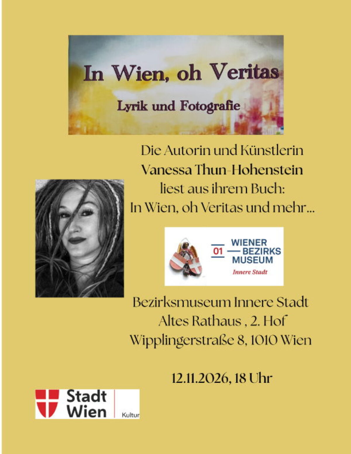 Plakat Lesung Vanessa Thun-Hohenstein